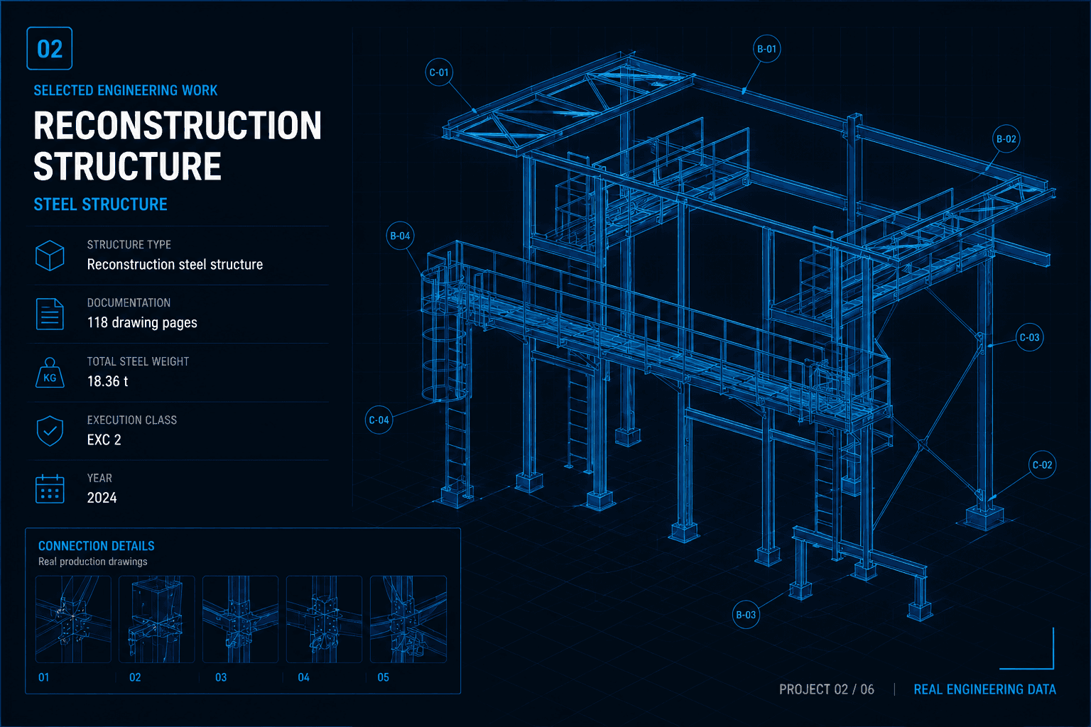 Reconstruction steel structure engineering project